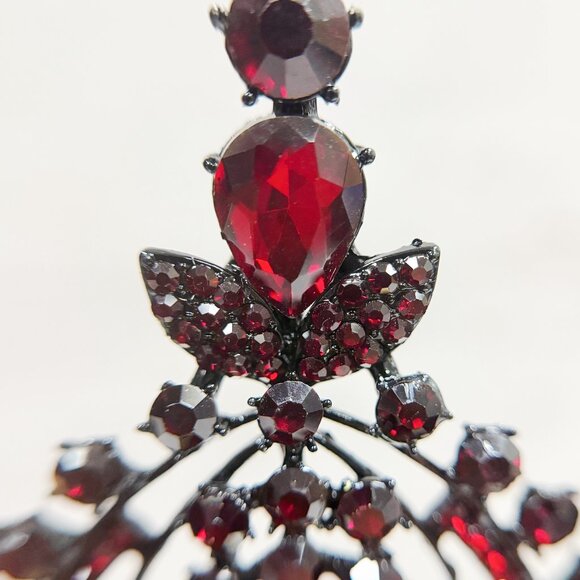 Black Crown, Goth Wedding Crown, Red Crystal Crown, Cosplay Costume, renaissance main image 7
